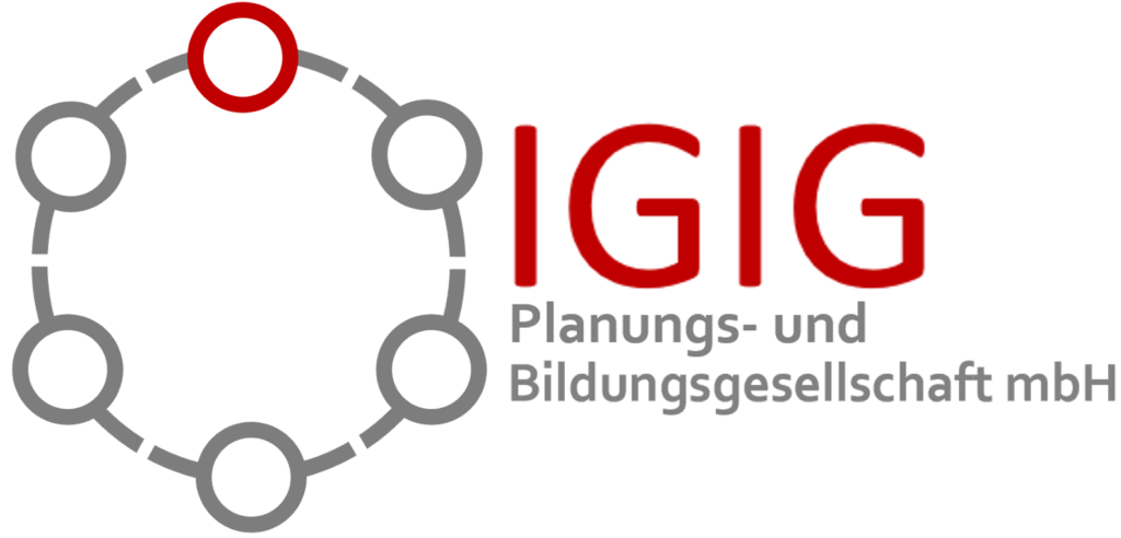 Logo von IGIG Planungs- und Bildungsgesellschaft mbH mit grauem Kreis-Icon und roter Schrift